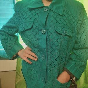 Blue Pea Coat (Chicos)